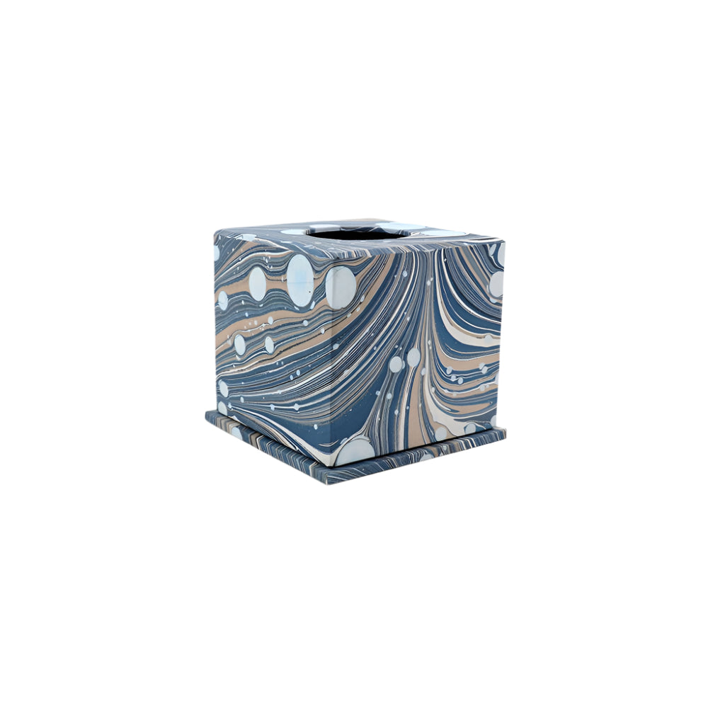 MARBLED TISSUE BOX FIRE WHIRL - BLUE