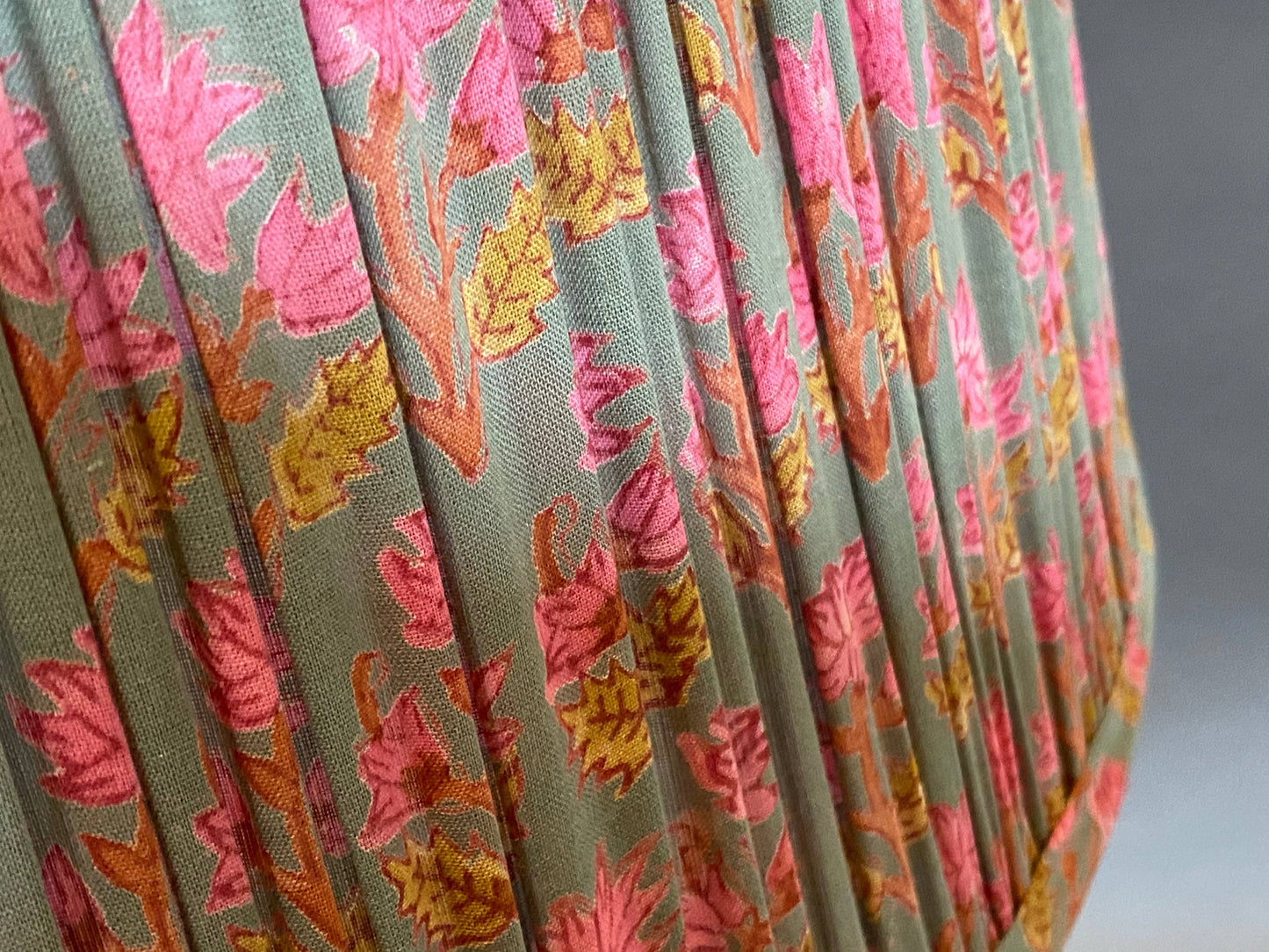 Pink & Ochre Cotton Lampshade 18 in.