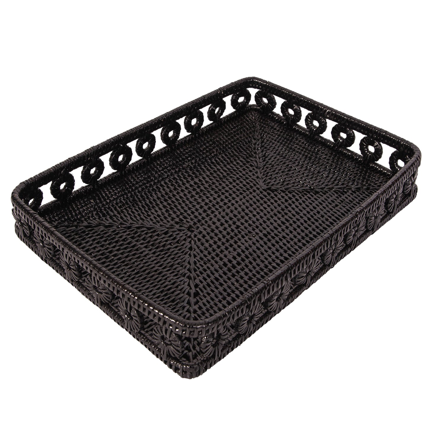 Rattan Rectangular Tray - Brown / 17"