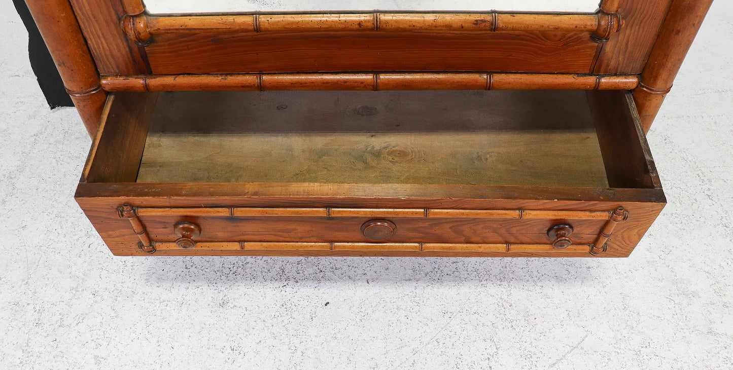 French Faux Bamboo Mirrored Wardrobe