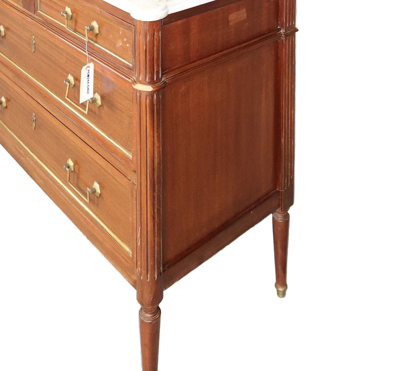 Louis XVI Style Mahogany Chest - White Marble Top