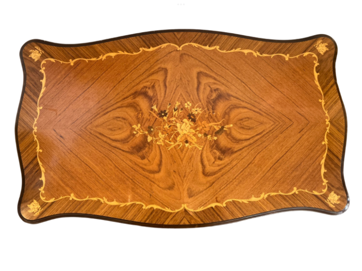 Antique Inlay Floral Marquetry Coffee Table
