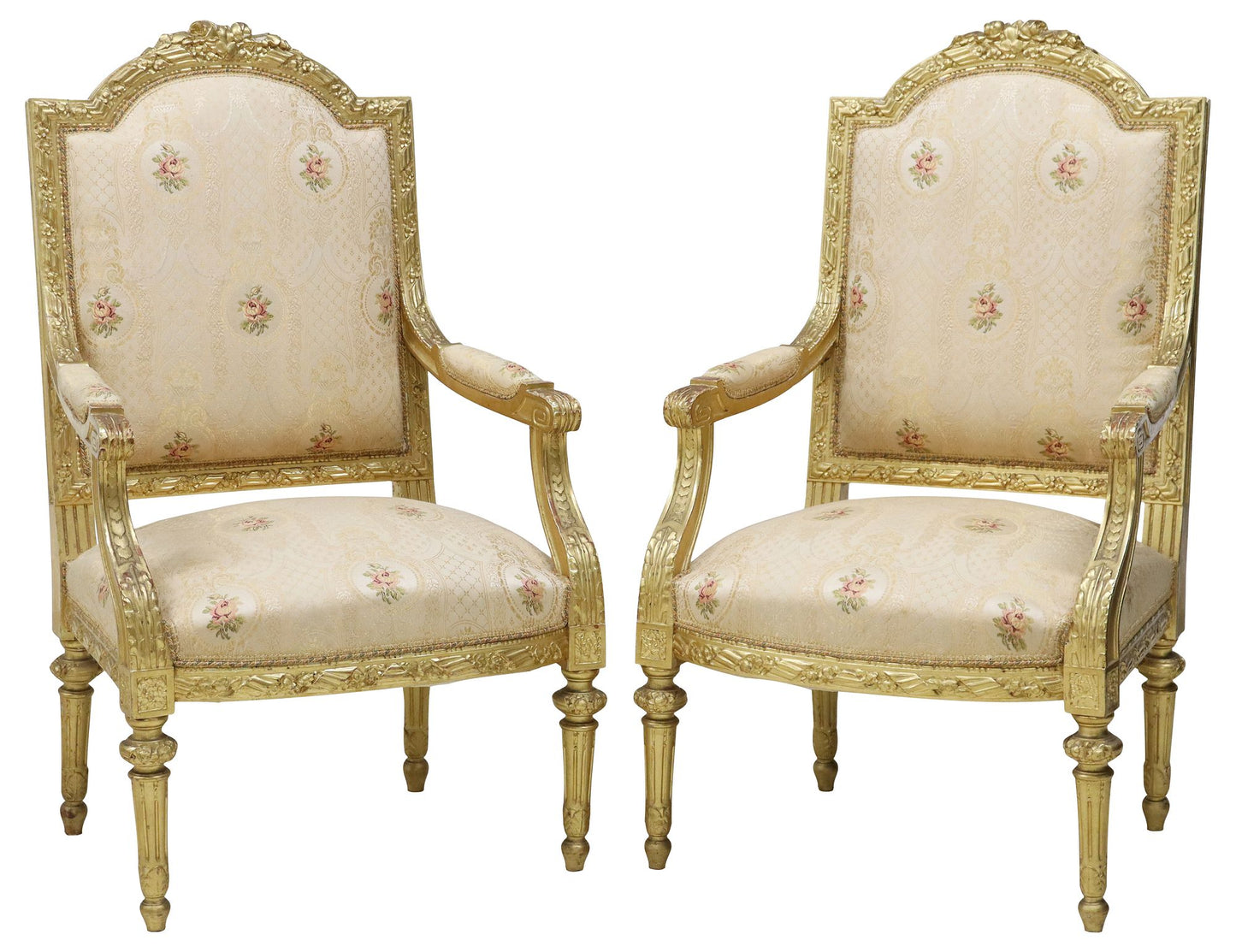 French Louis XVI Style Antique Upholstered Chairs
