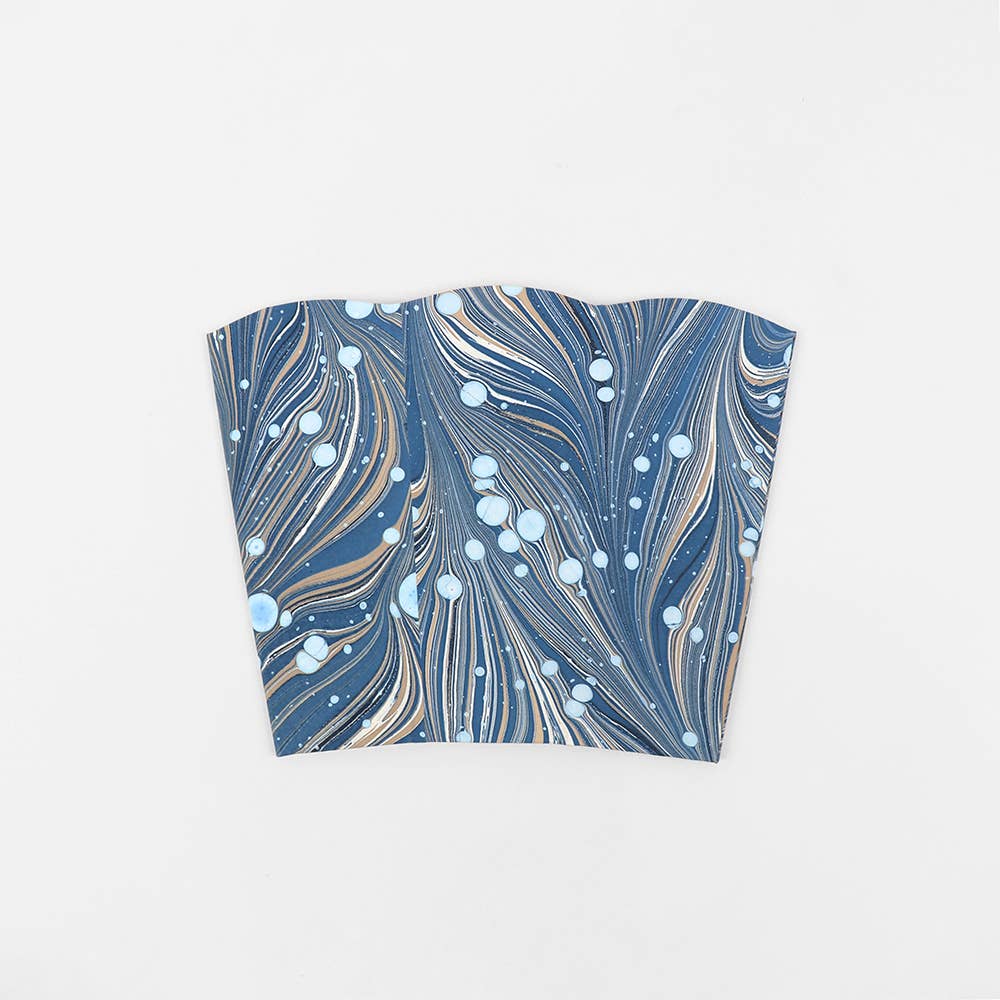 MARBLED SCALLOPED COLLAPSIBLE BASKET - FIRE WHIRL BLUE