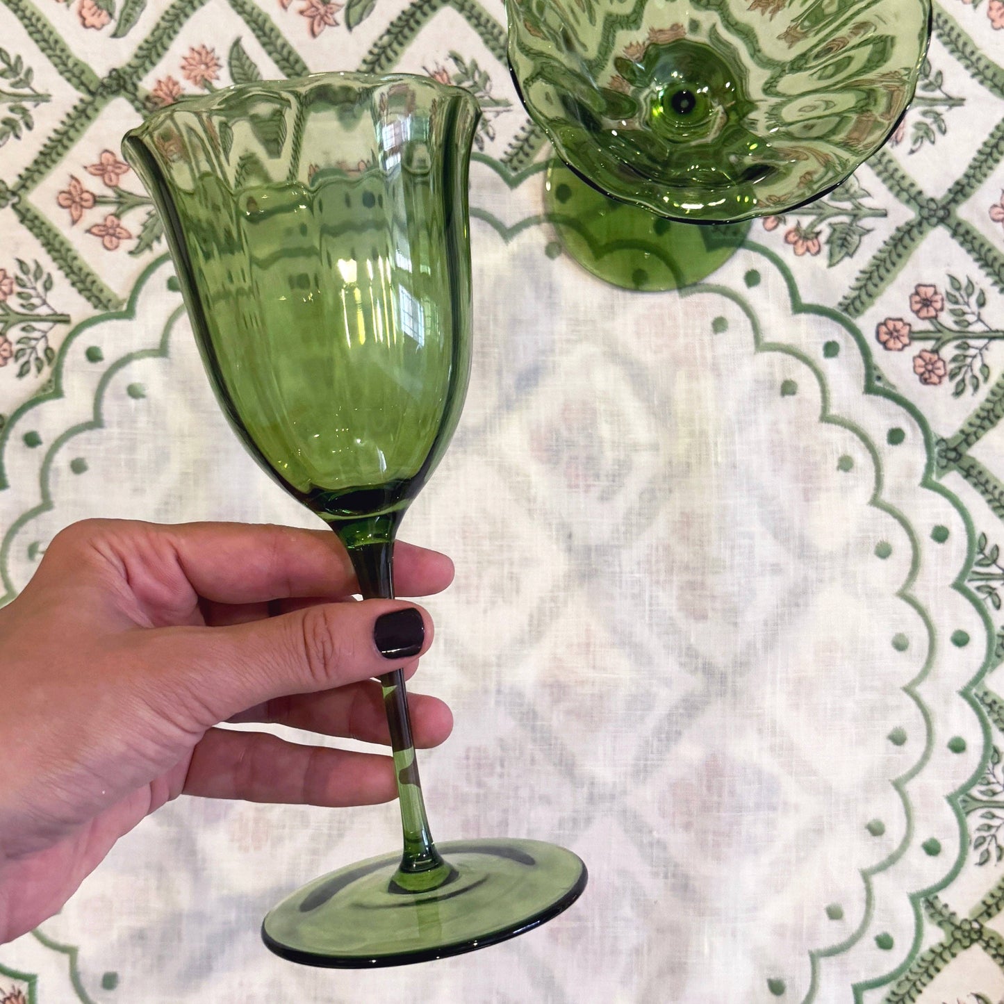 Lily green water glasses (set of 4)