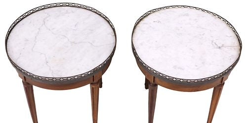 Pair of Round French Marble Top Side Tables