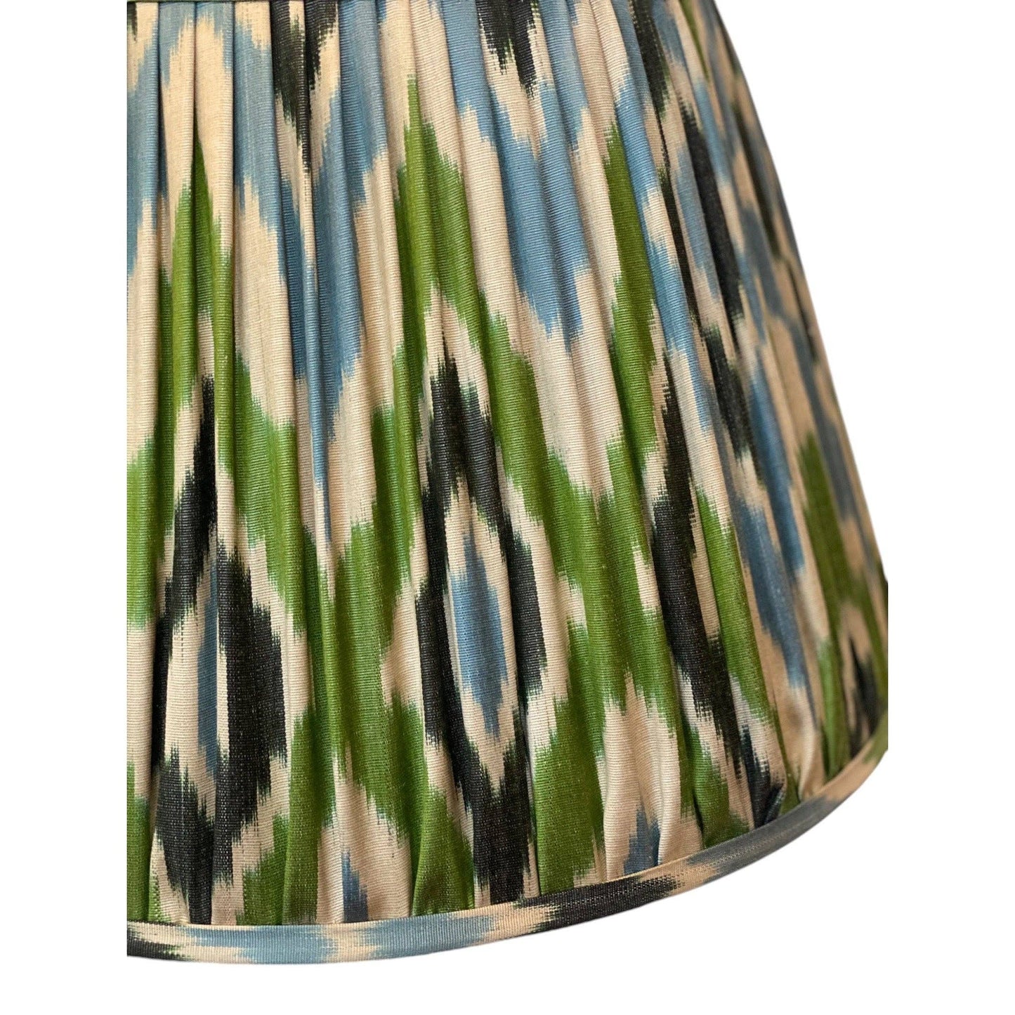 Blue and green ikat silk lampshade 18 in.
