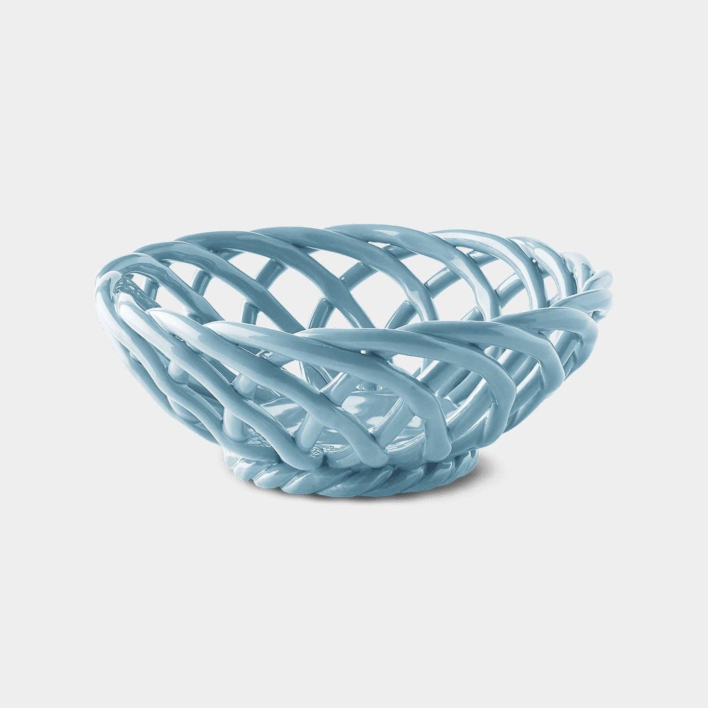 Sicilia Ceramic Basket - Small: Light Blue