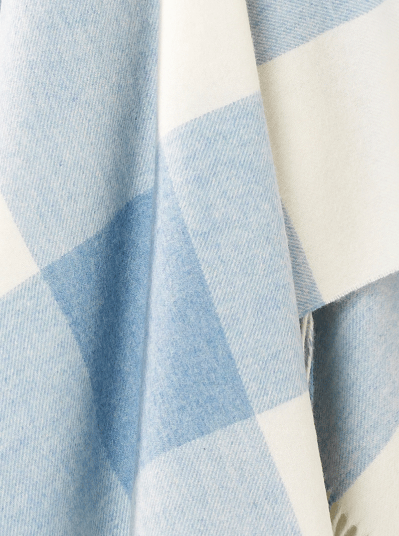Check Wool Blanket: Aqua