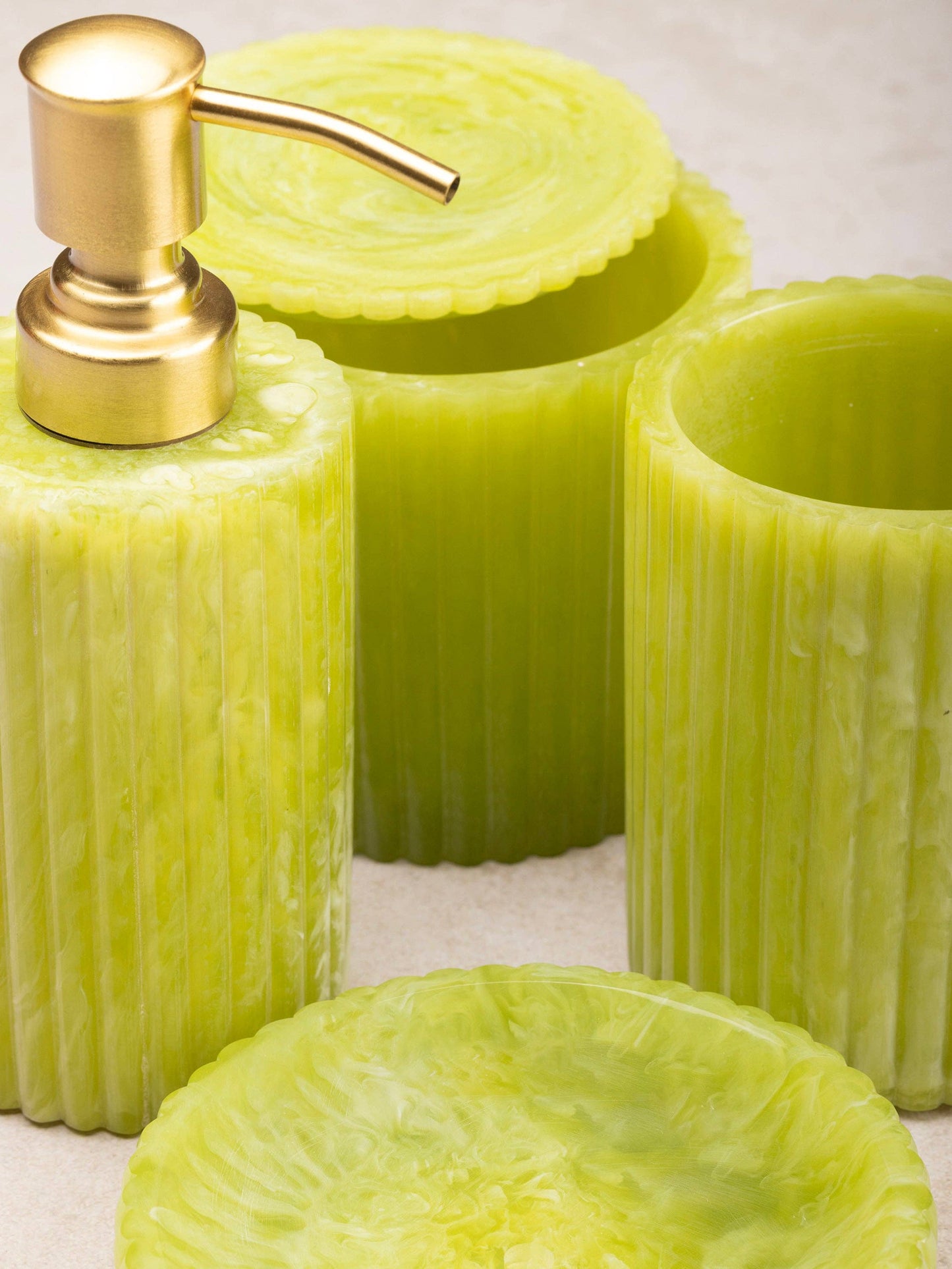 Porto Bath Accessories, Set of 4: Mantis Green