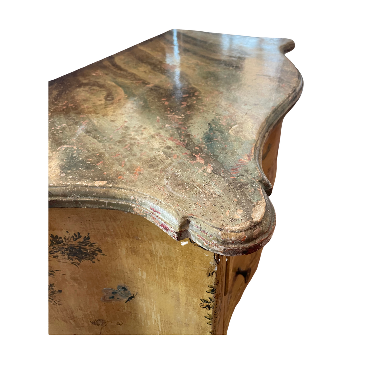 Antique Painted Faux Marble and Chinoiserie Dresser