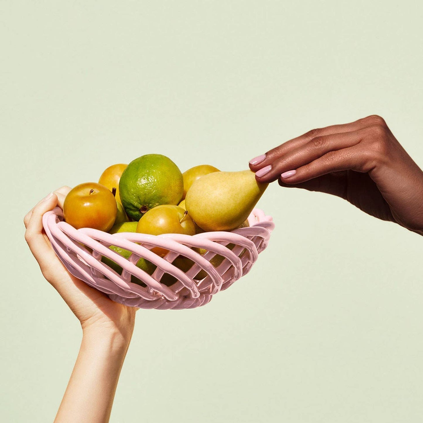 Sicilia Ceramic Basket - Small: Pink
