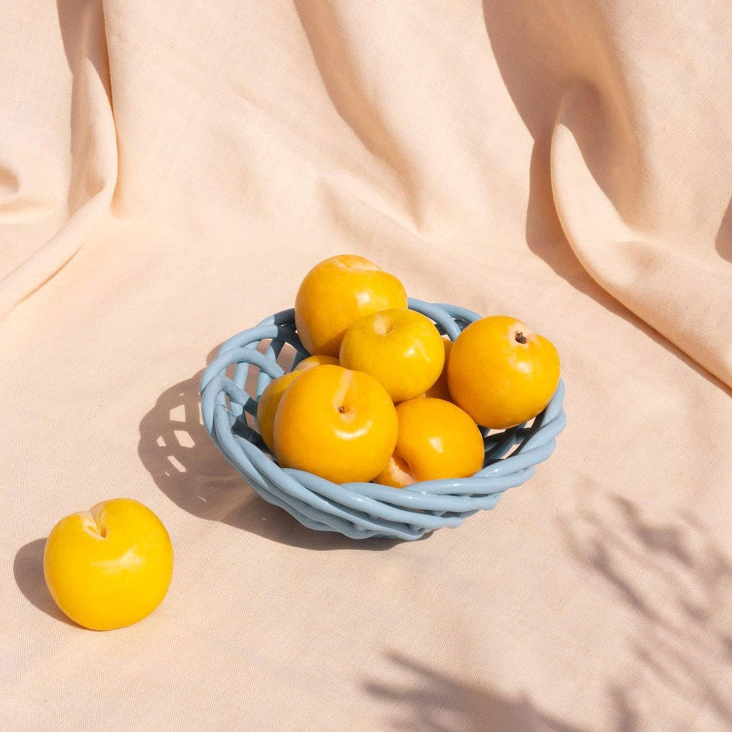 Sicilia Ceramic Basket - Small: Light Blue
