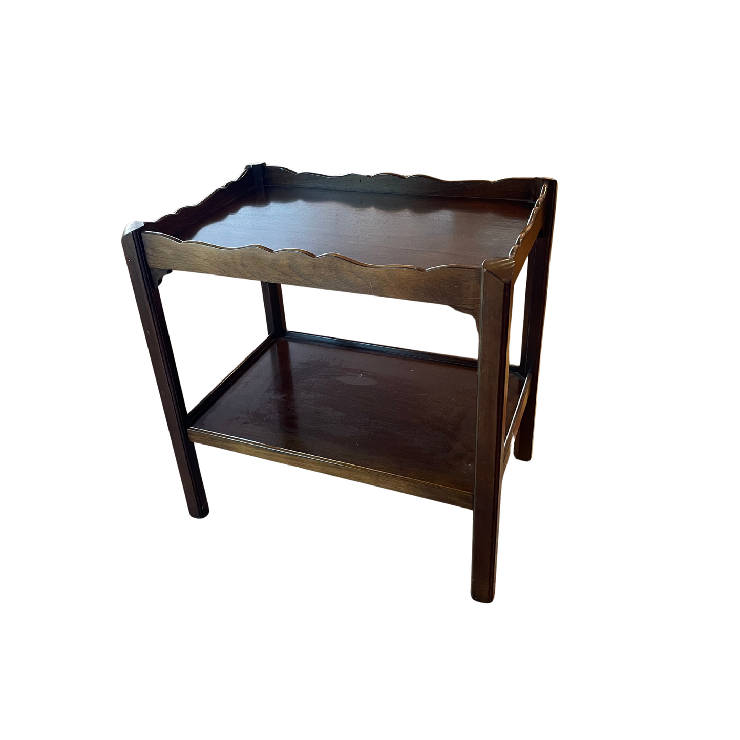 2 Tier Antique Wood Side Table