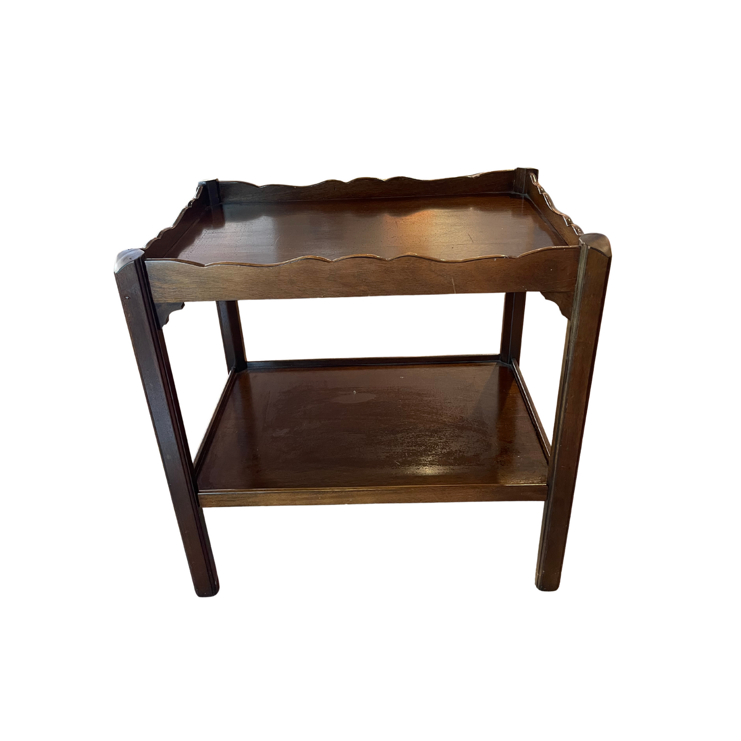 2 Tier Antique Wood Side Table