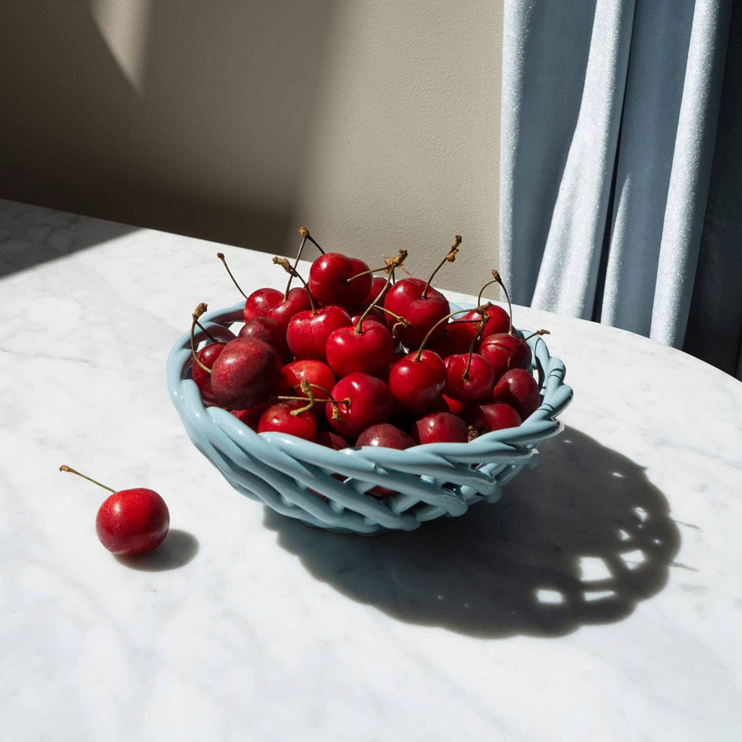 Sicilia Ceramic Basket - Small: Light Blue