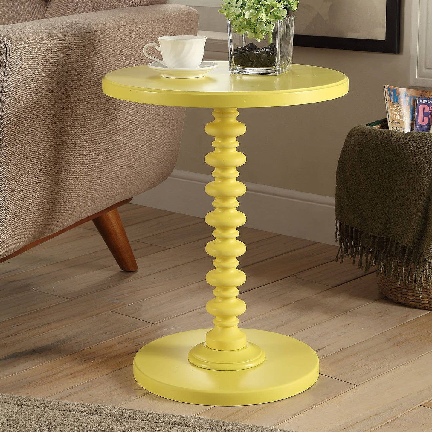 Round Accent Table Yellow