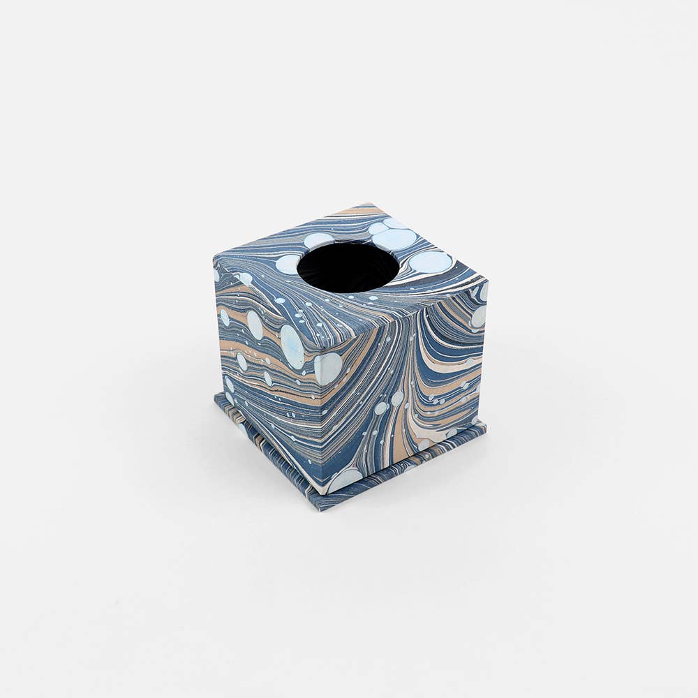 MARBLED TISSUE BOX FIRE WHIRL - BLUE