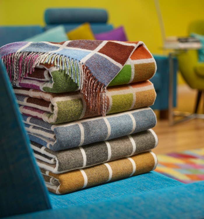 Multi-Block Merino Lambswool Throws - Made in England