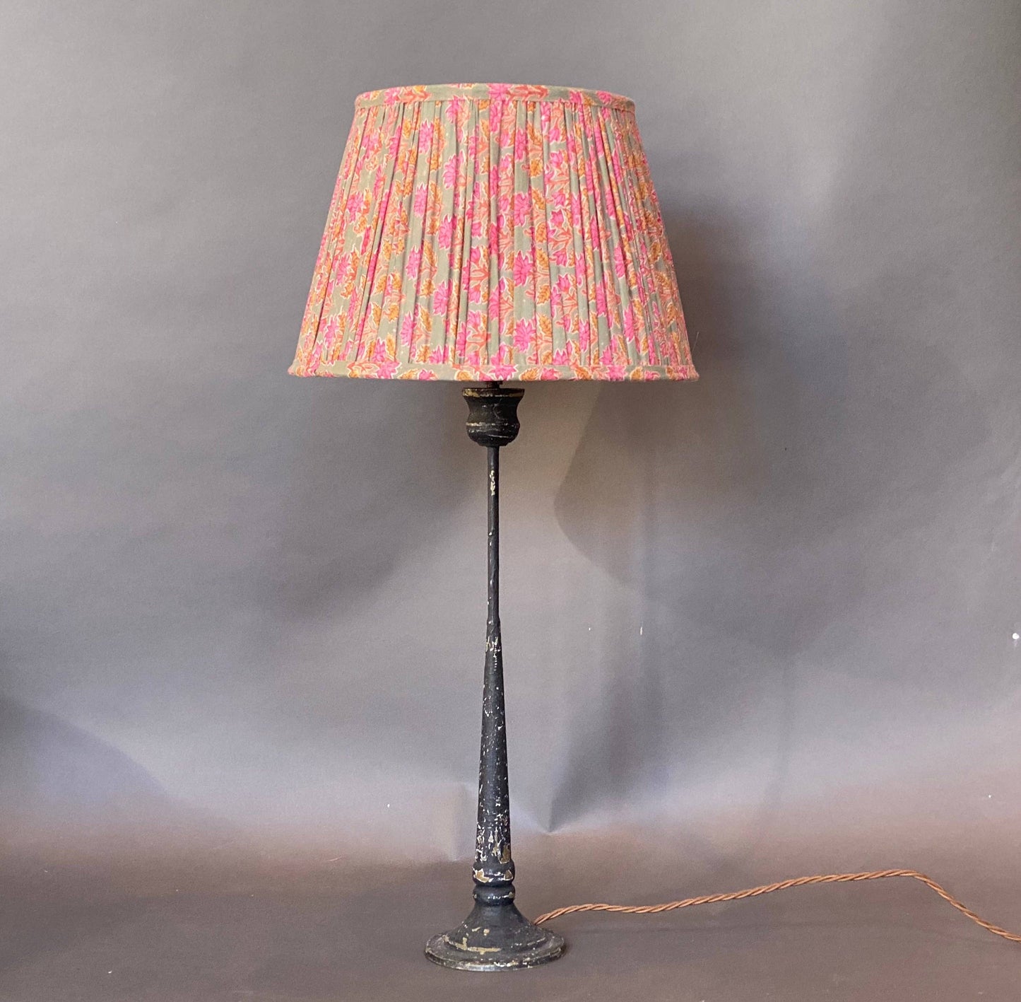 Pink & Ochre Cotton Lampshade 18 in.