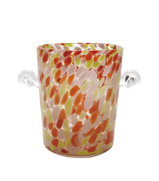 Confetti Glass Ice Bucket w/ Handles