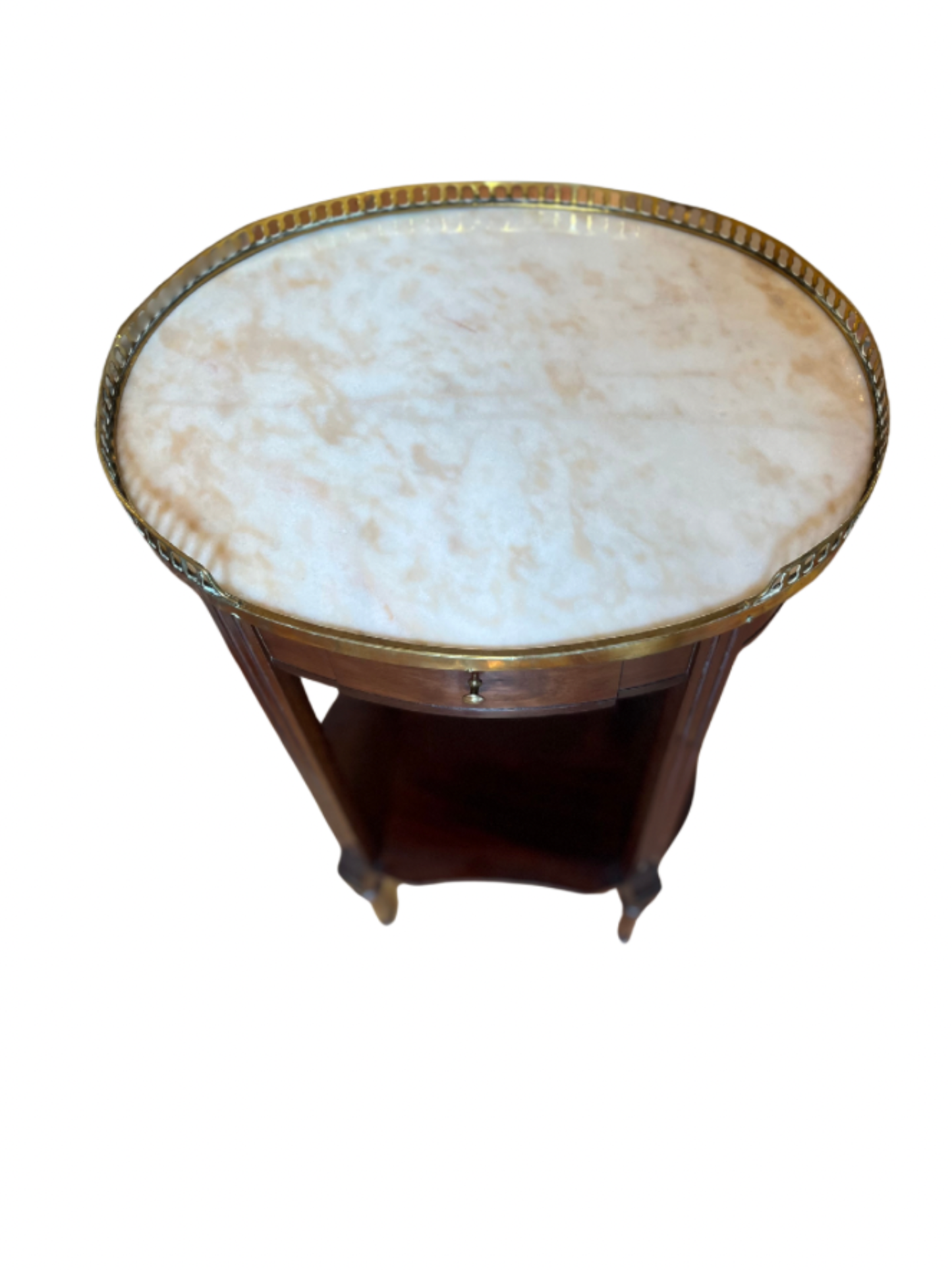 2 Shelf Oval Marble Top Table