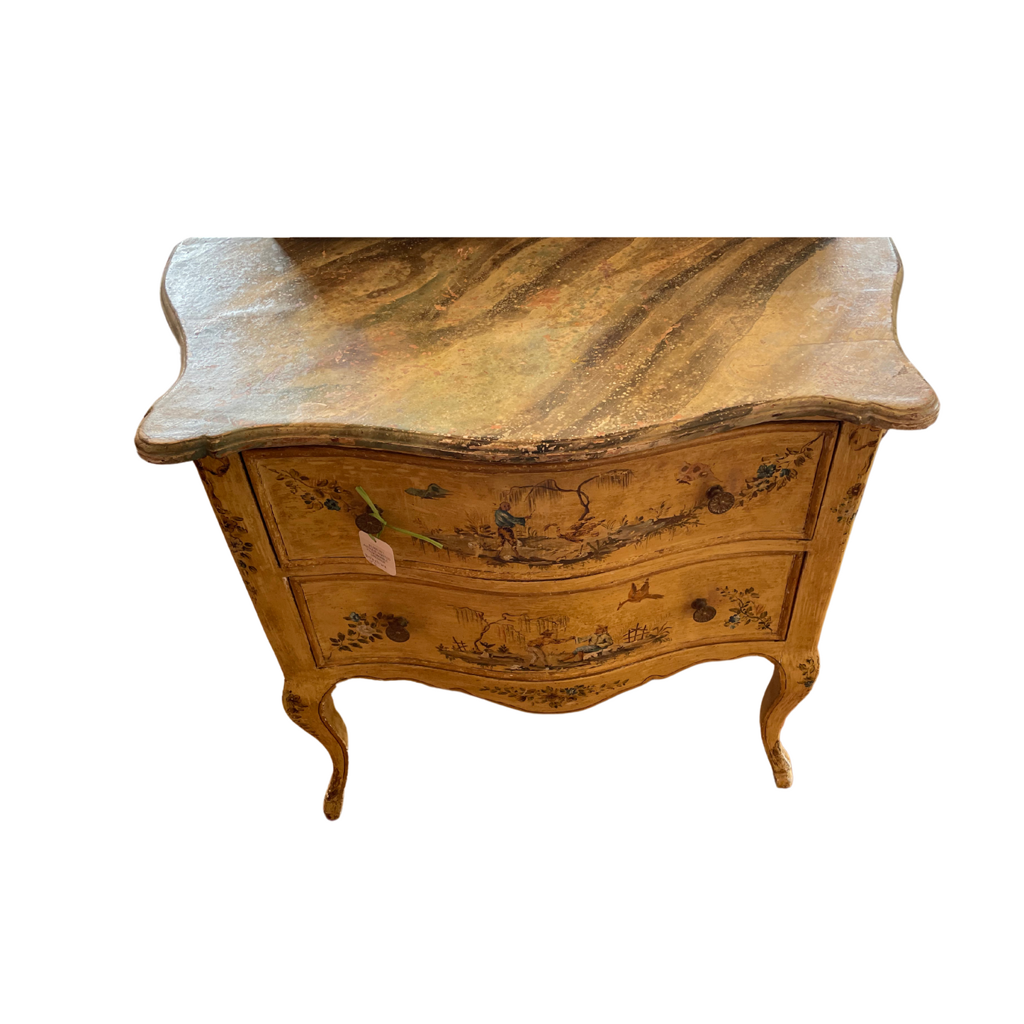 Antique Painted Faux Marble and Chinoiserie Dresser