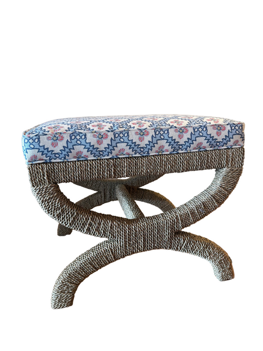 Upholstered Seagrass Ottoman