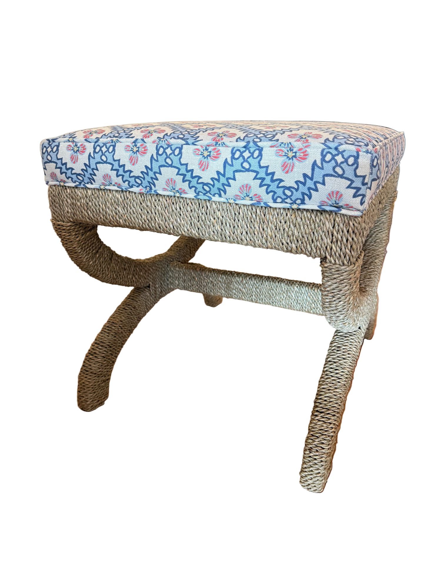 Upholstered Seagrass Ottoman