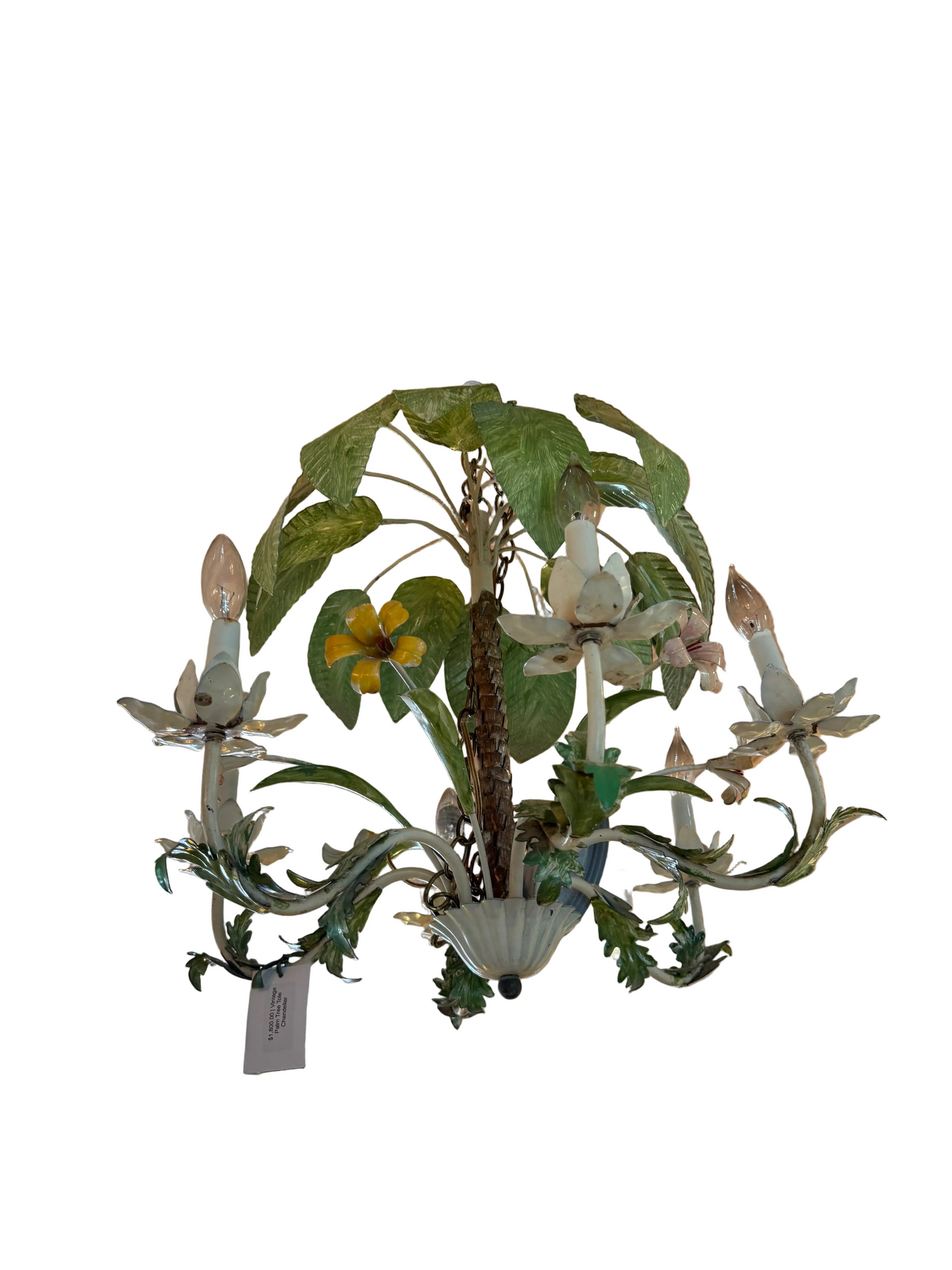 Vintage Palm Tree Tole Chandelier