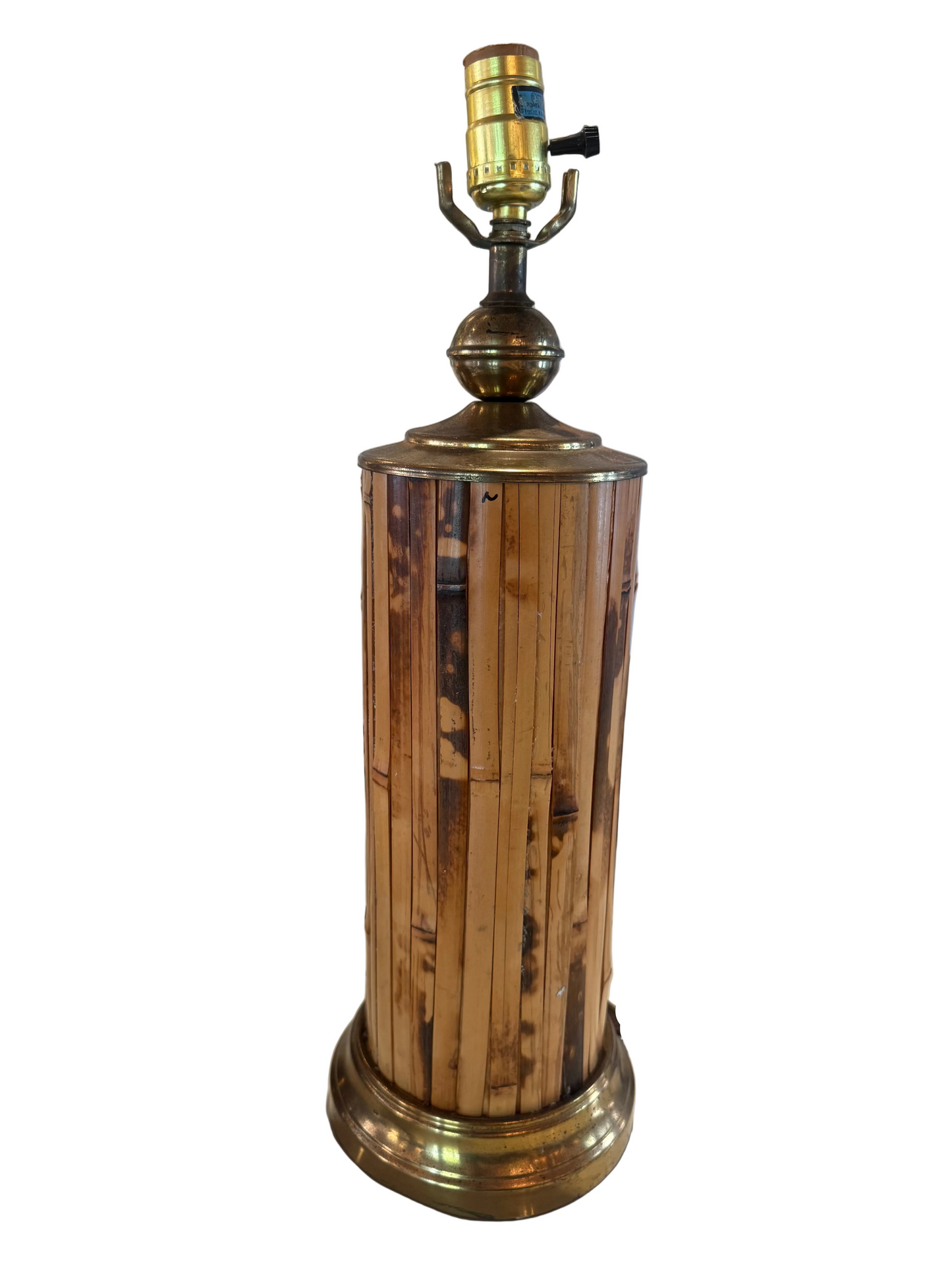 Rattan and Brass Table Lamp