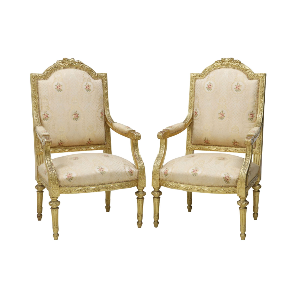 French Louis XVI Style Antique Upholstered Chairs