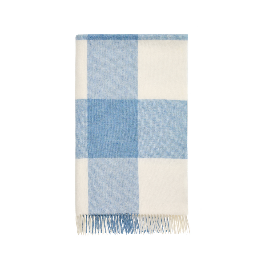 Check Wool Blanket: Aqua