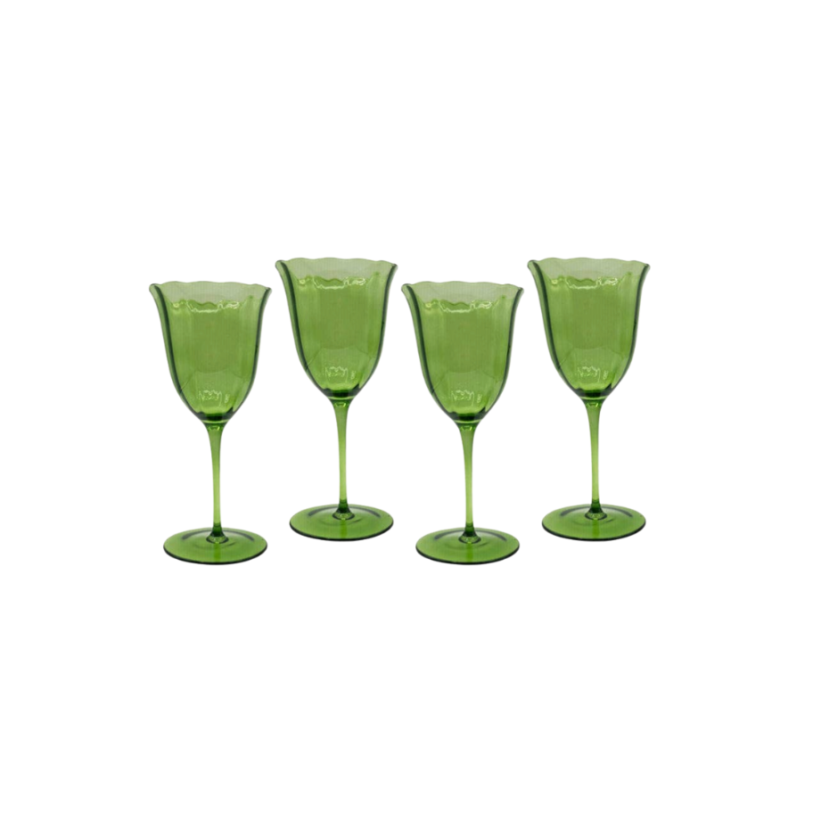 Lily green water glasses (set of 4)