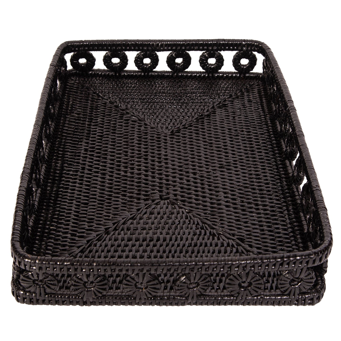 Rattan Rectangular Tray - Brown / 17"