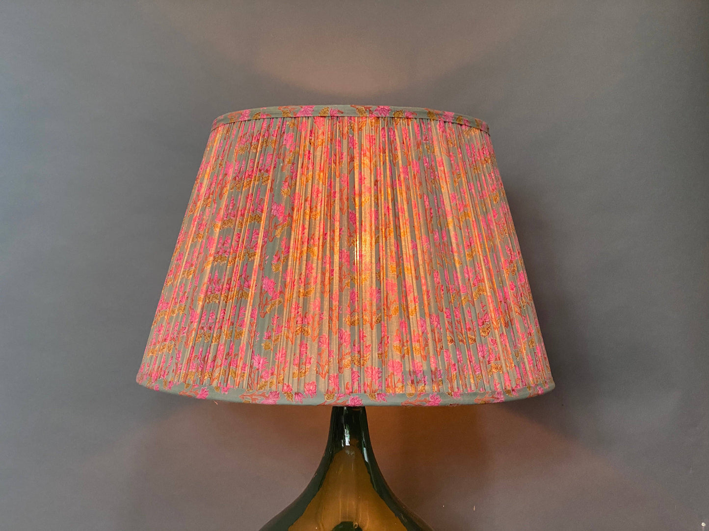 Pink & Ochre Cotton Lampshade 18 in.