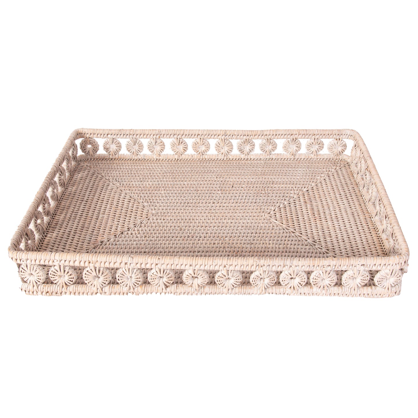 Rattan Rectangular Tray - Brown / 17"