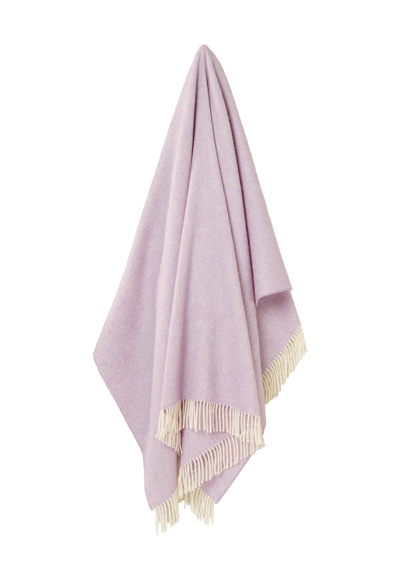 Lilac Herringbone Wool Throw Blanket