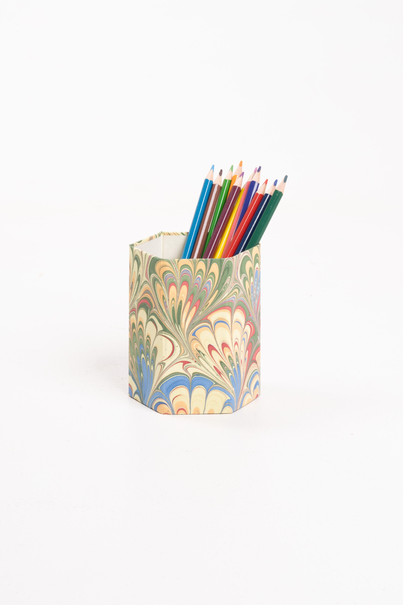 Hand-Marbled Pencil Holder Organizer in Multicolor