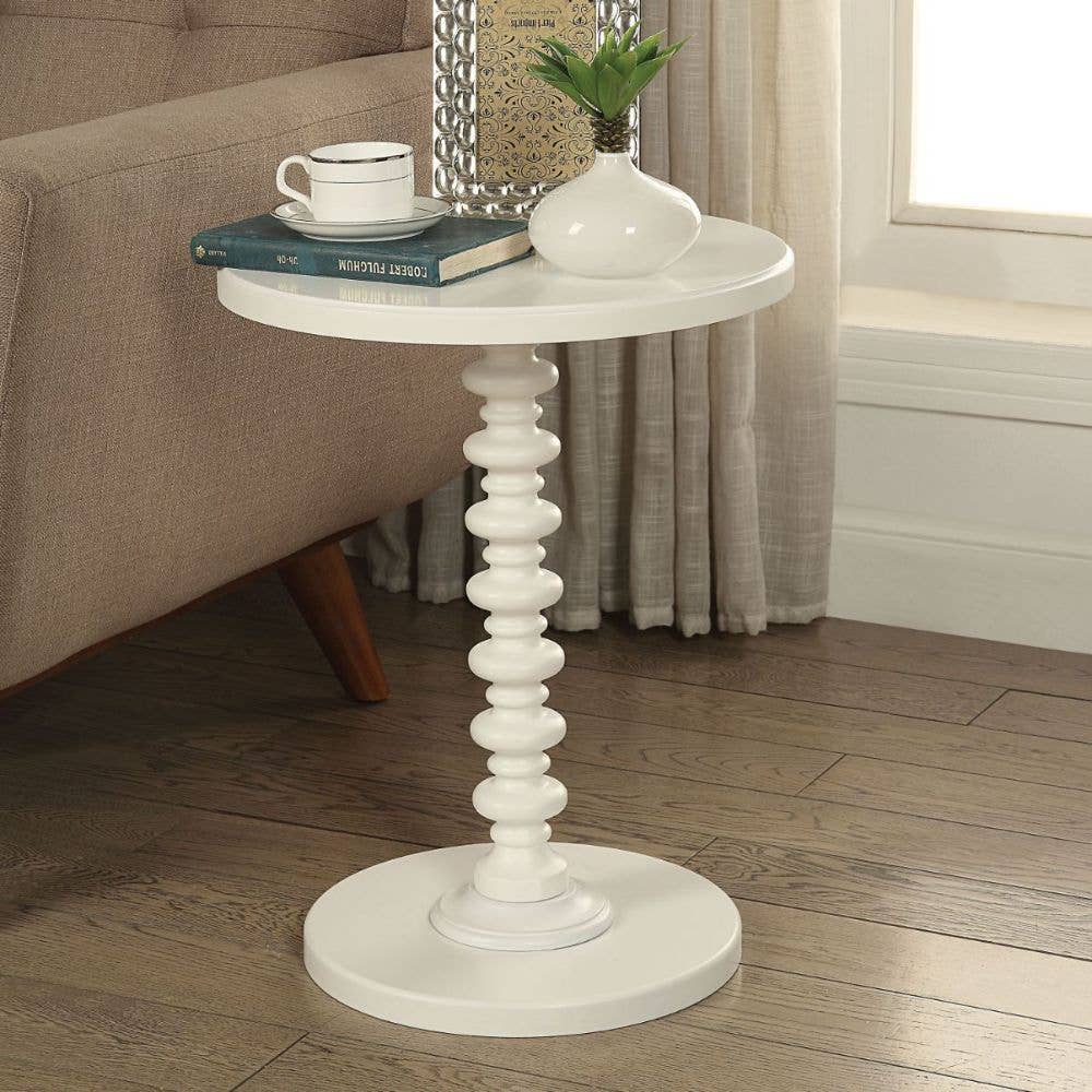 Round Accent Table White