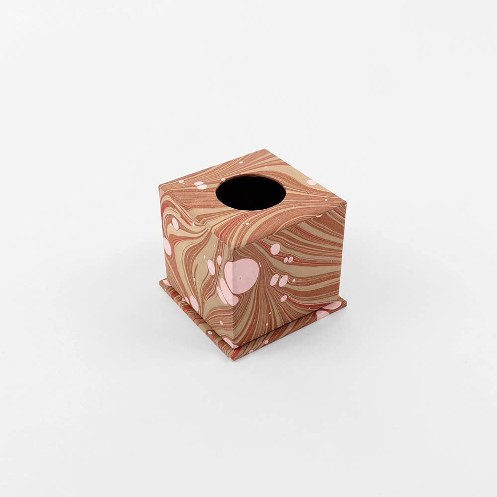 MARBLED TISSUE BOX FIRE WHIRL - OCHRE