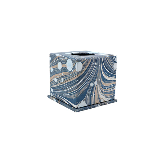 MARBLED TISSUE BOX FIRE WHIRL - BLUE