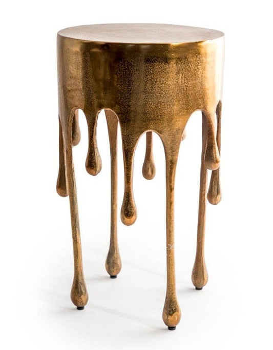 Gold Drip Round Metal Side Table