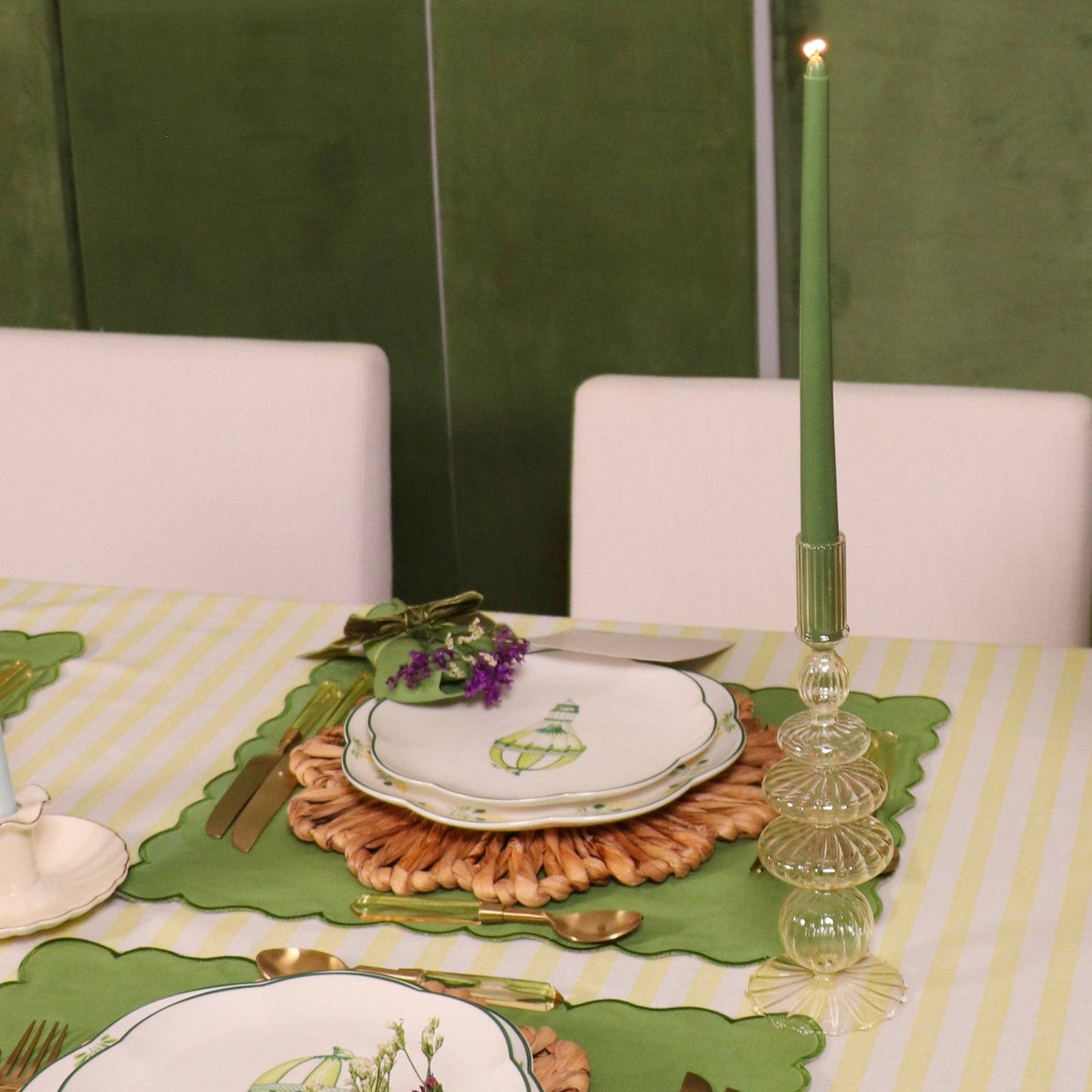 Pine Green Taper Candle - Pack of 4 (Extra Tall)
