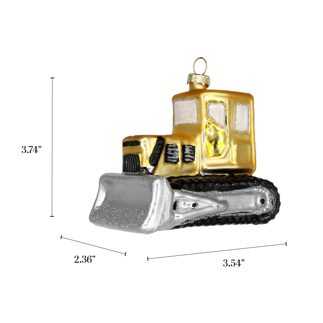 Bulldozer Glass Ornament