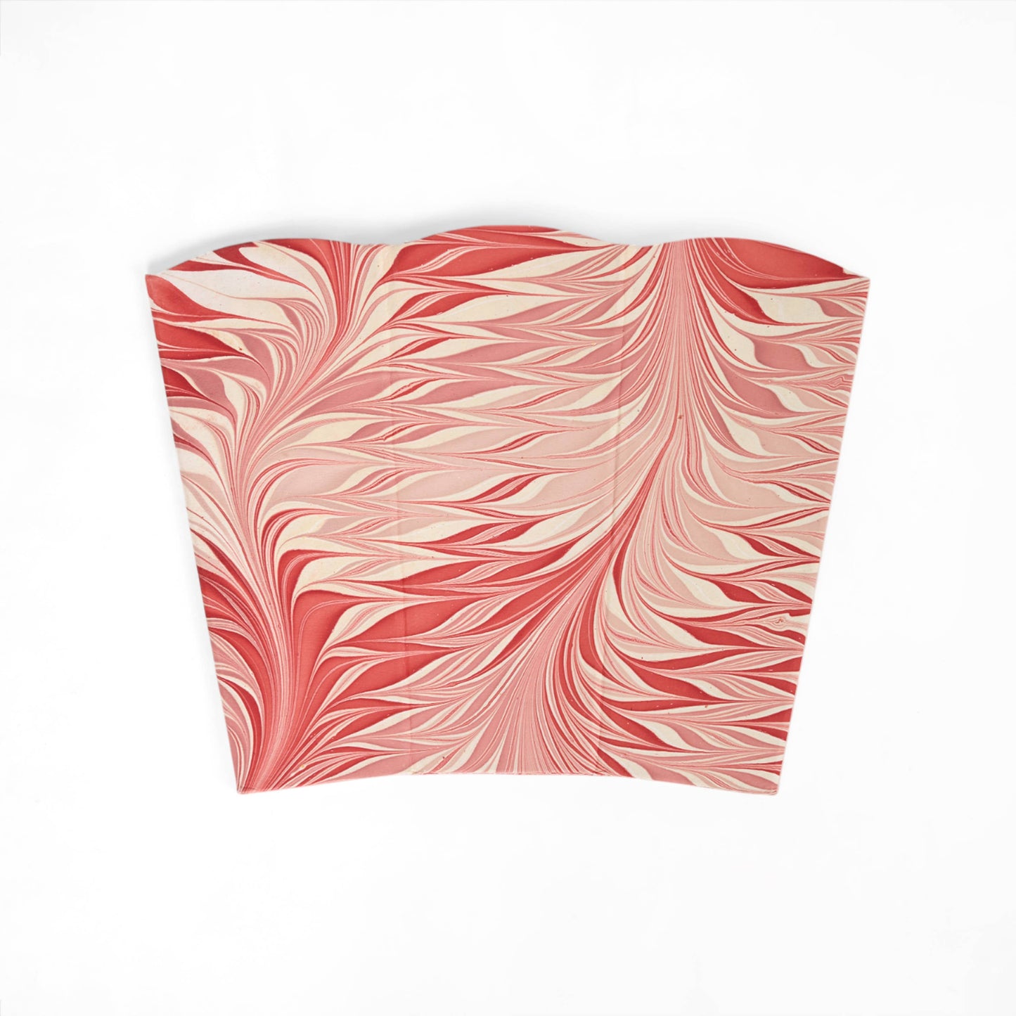 MARBLED SCALLOPED COLLAPSIBLE BASKET - RED FEATHER