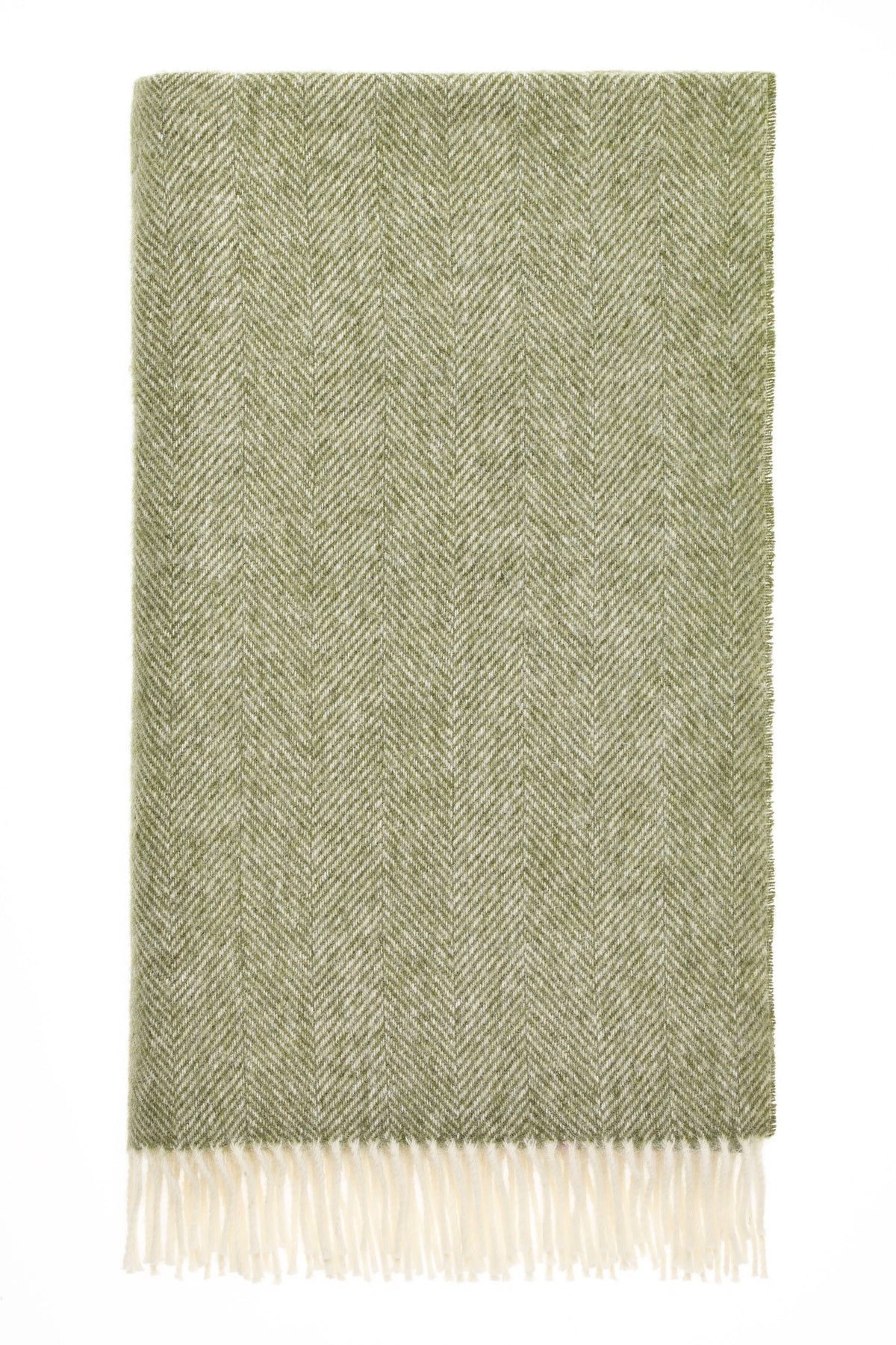 Herringbone Wool Blanket: Green