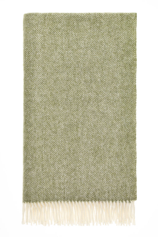 Herringbone Wool Blanket: Green