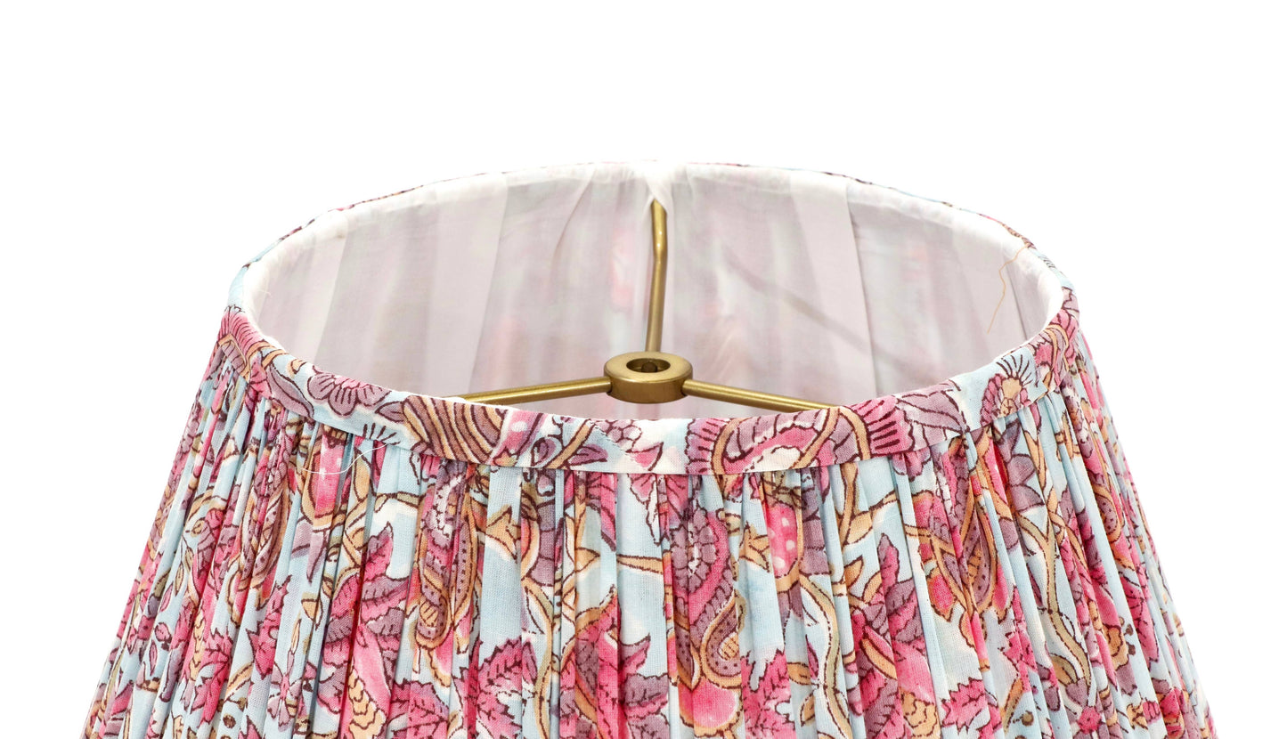 Blue and Pink Flower Pleated Lamp Shade