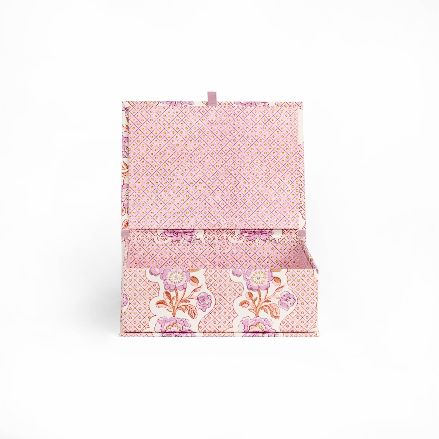 BLOCK-PRINTED KEEPSAKE BOX SET - BLOOMING TRELLIS LILAC